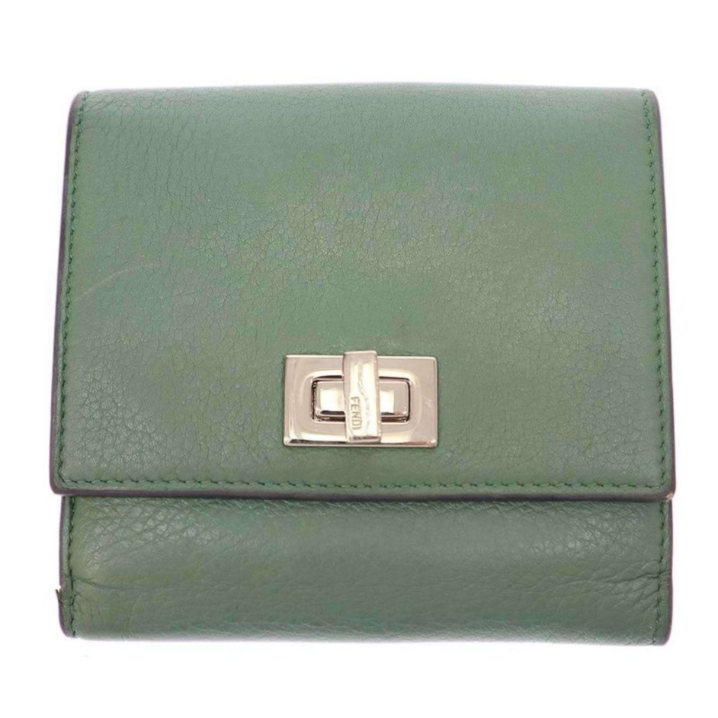 Fendi Peekaboo Wallet Peekaboo Leather Wallet 8 M0438 A91 B Green